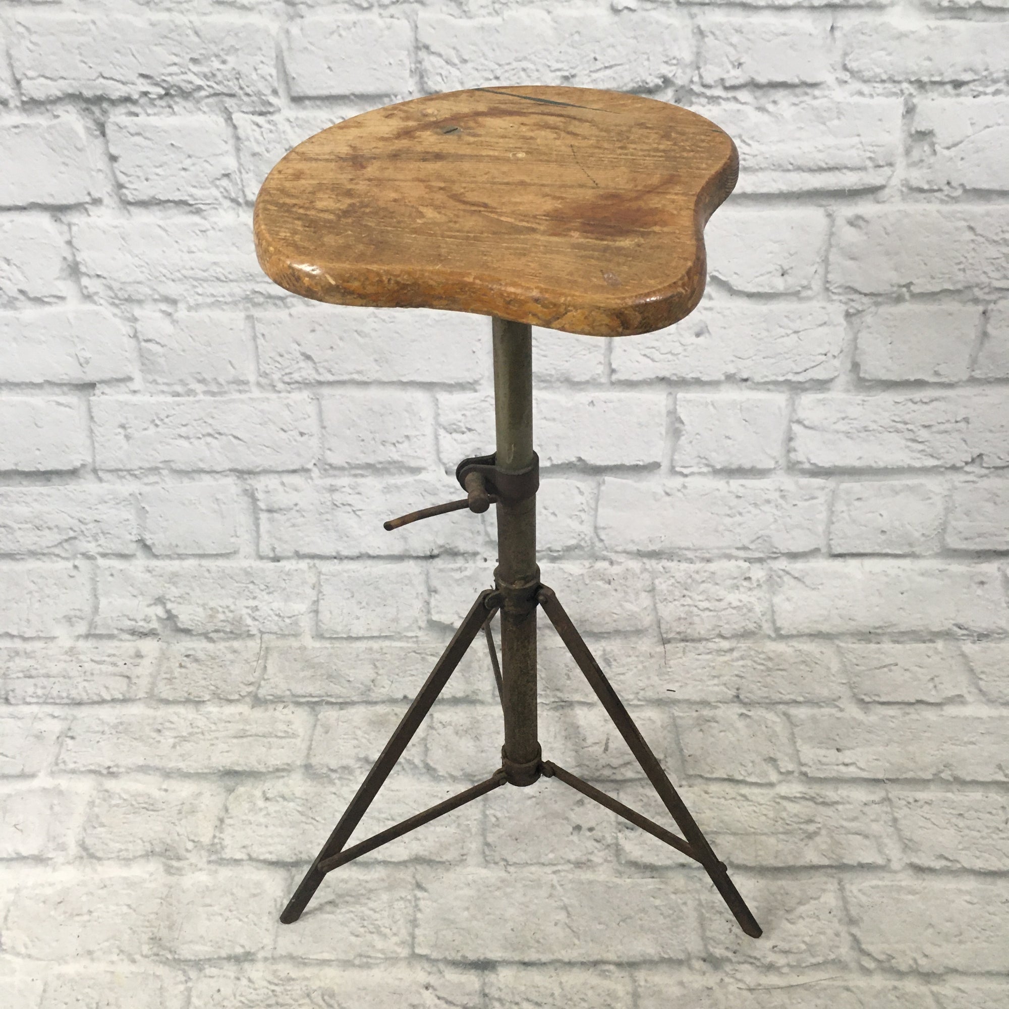 Walberg & Auge Vintage Stool/Throne with Wood Seat - Nickel Plating