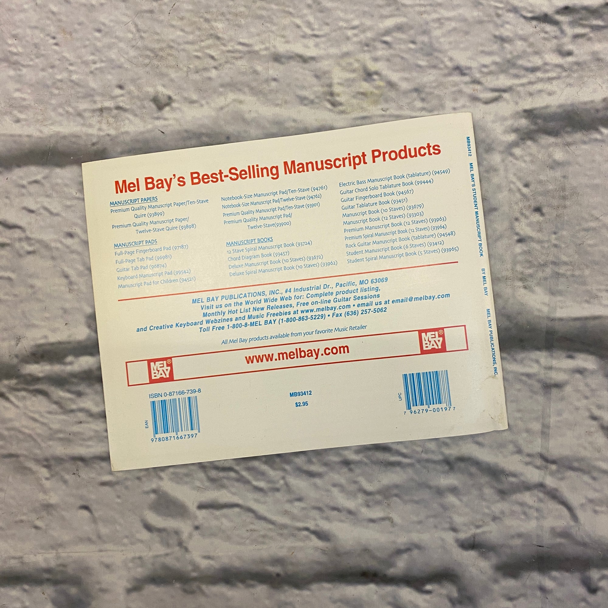 Mel Bay Student Manuscript Book