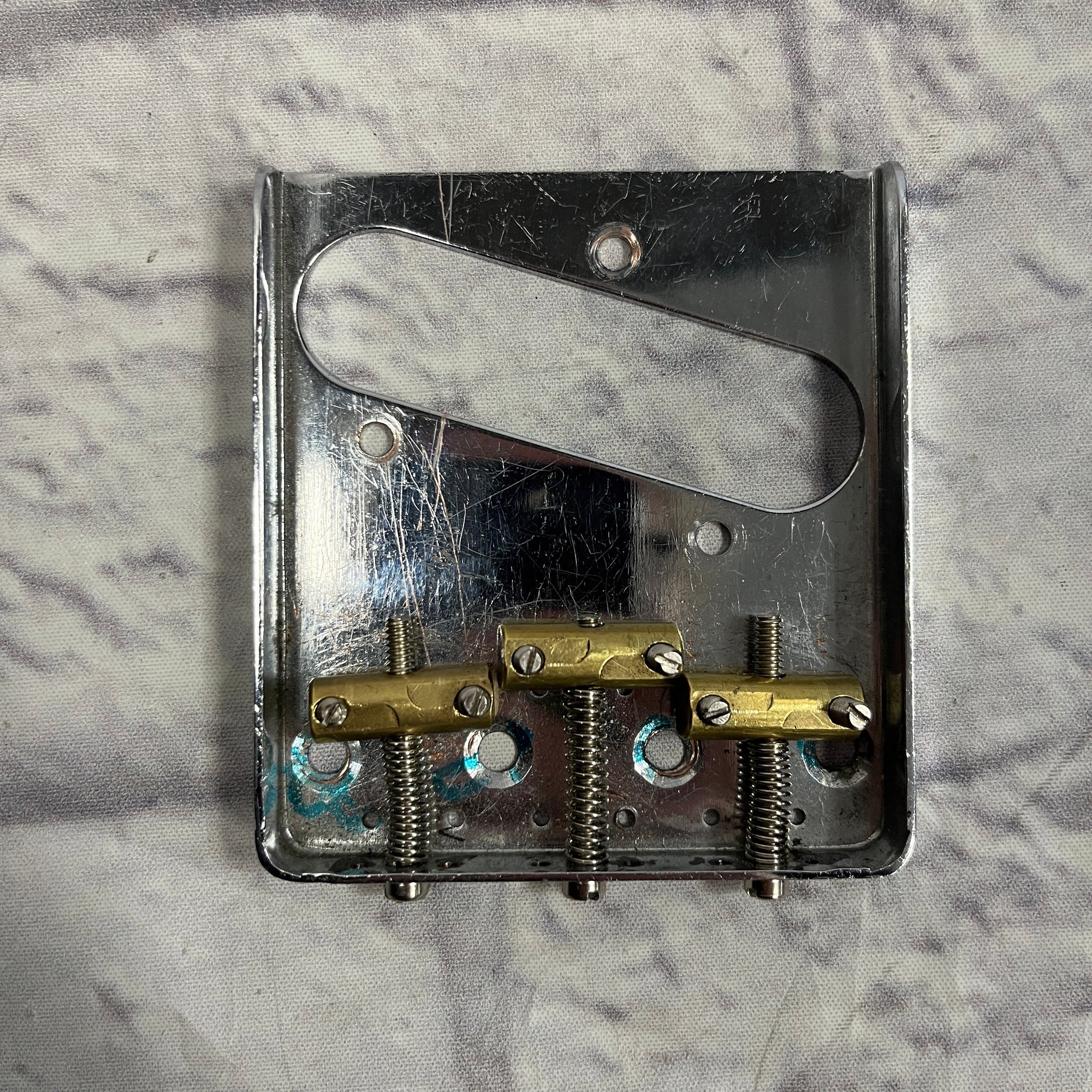 Unknown Telecaster Bridge with Compensated Brass Saddles