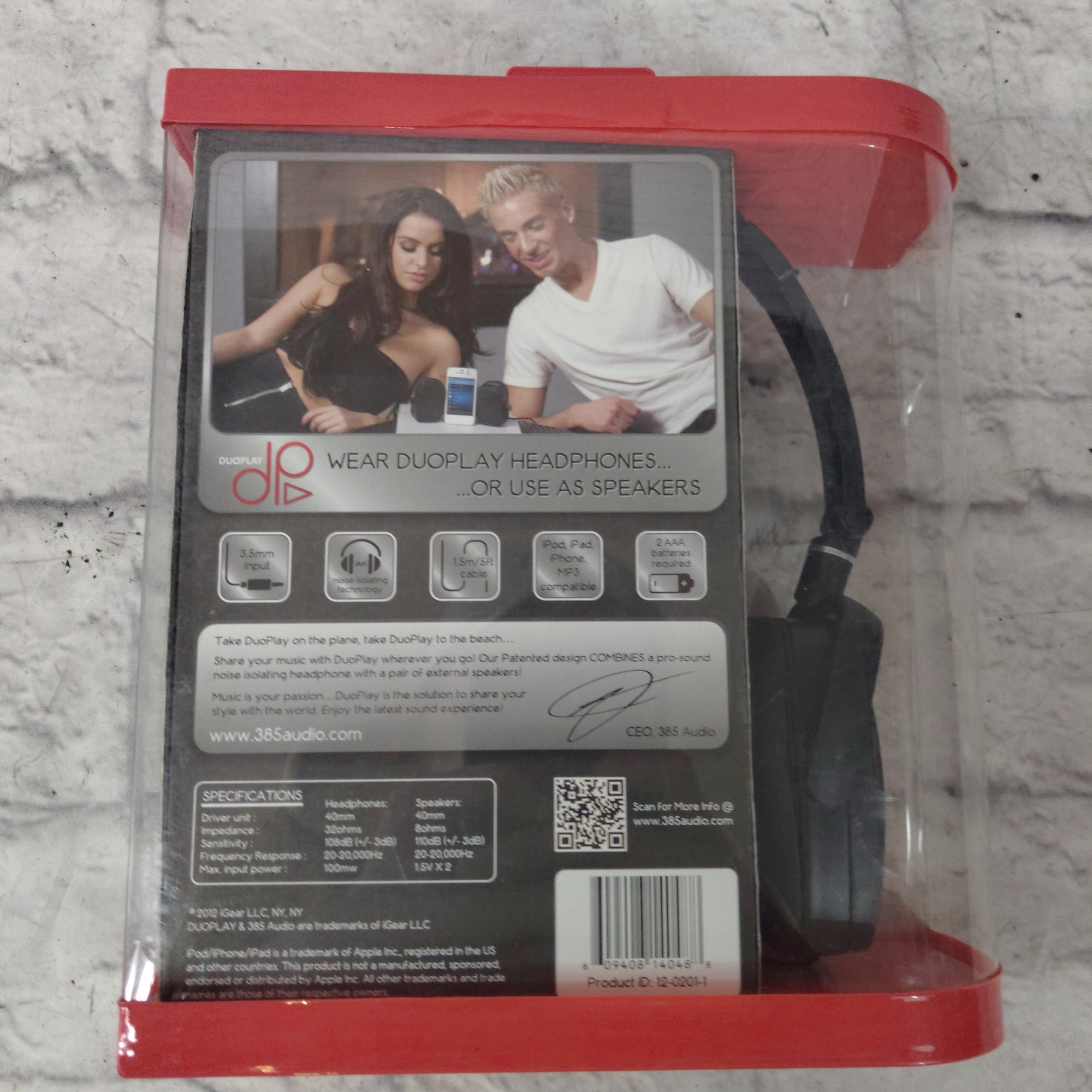 3eighty5 Audio Duoplay Over-ear Stereo Headphones and Portable Speakers