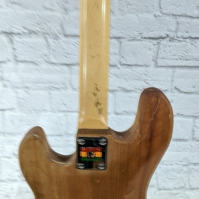 Silvertone Satin Wood Finish 4 String Electric Bass Guitar