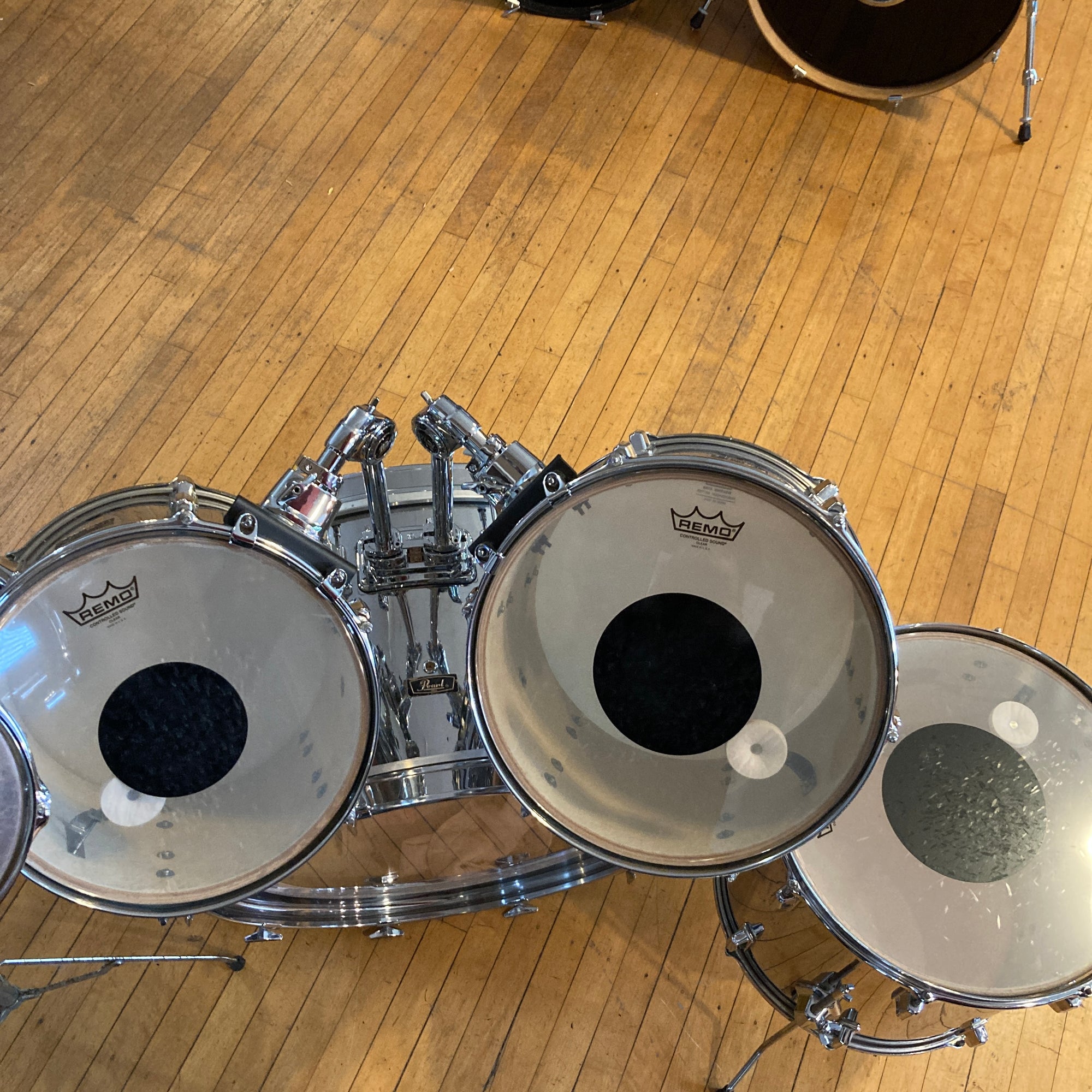 Vintage MIJ Pearl Wood Fiberglass Chrome  4pc Drum Kit