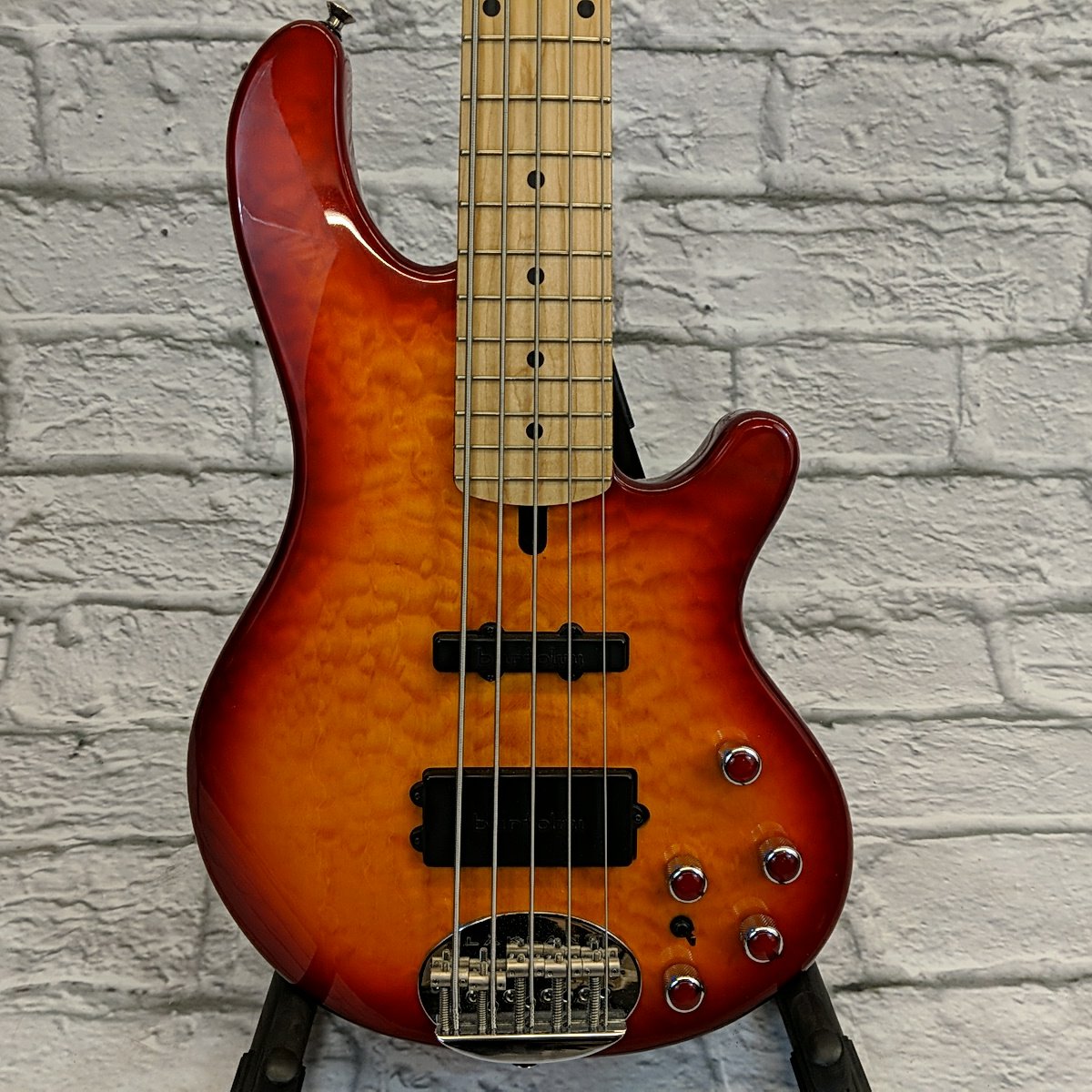 2015 Lakland 55-02 Deluxe Cherry Sunburst Finish 5 String Electric Bass Guitar w/ case