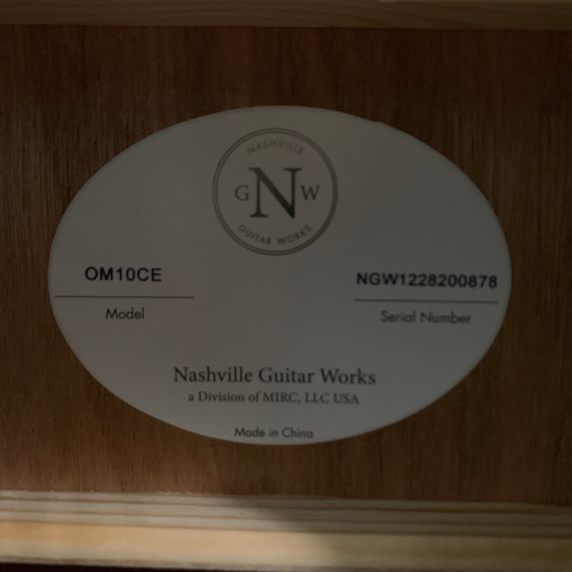 Nashville Guitar Works OM10CE Orchestra Cutaway Acoustic Electric - Natural