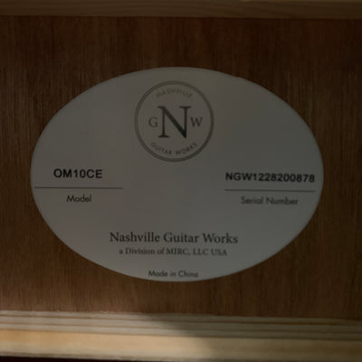 Nashville Guitar Works OM10CE Orchestra Cutaway Acoustic Electric - Natural