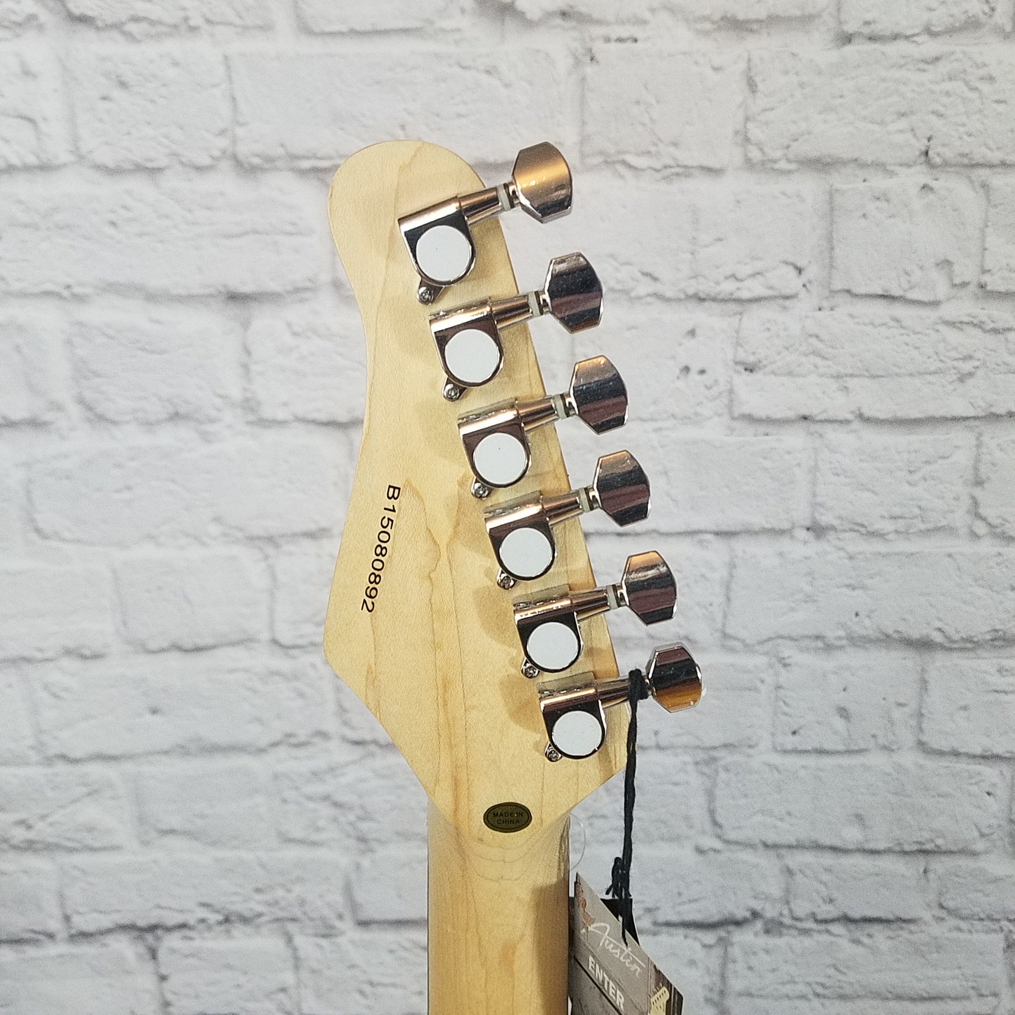 Austin AST100BK Strat Style Electric Guitar Black with Black Pickguard