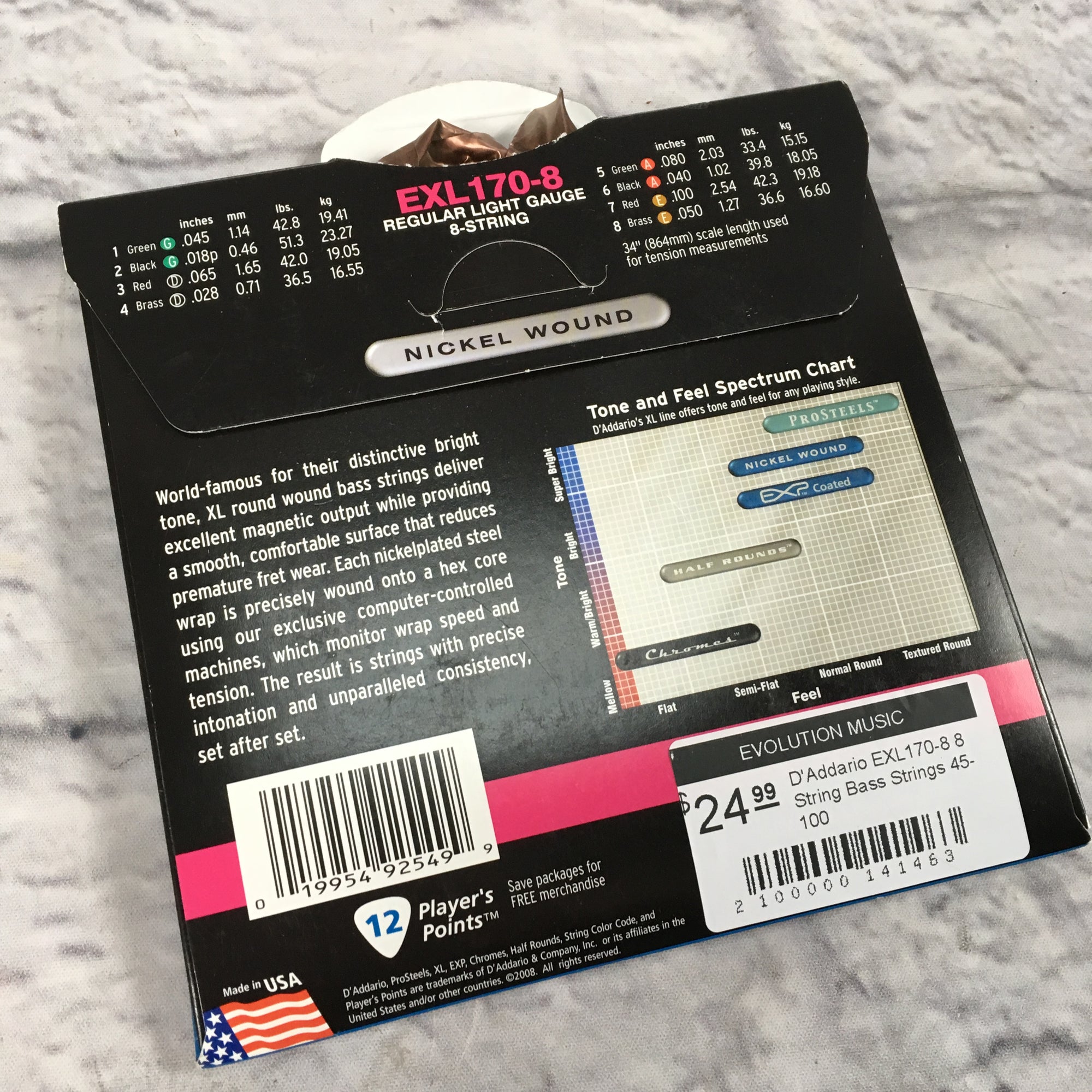D'Addario EXL170-8 8 String Bass Strings 45-100