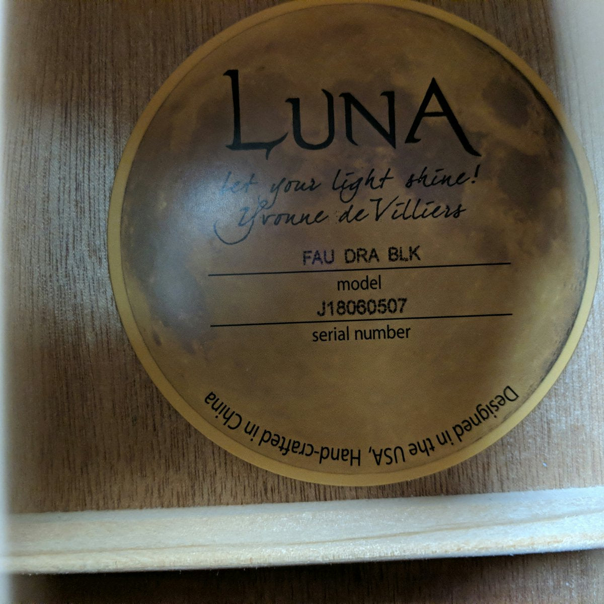 Luna FAU-DRA-BLK Fauna Dragon Black Acoustic/Electric Guitar
