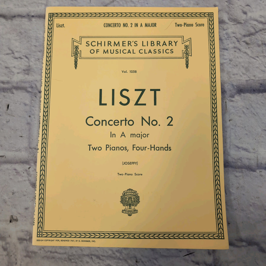 Schirmer's Library Liszt: Concerto No. 2 in A Major - Two Pianos, Four Hands