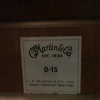 Martin D-15 Dreadnought Acoustic Guitar AS IS w/ Case