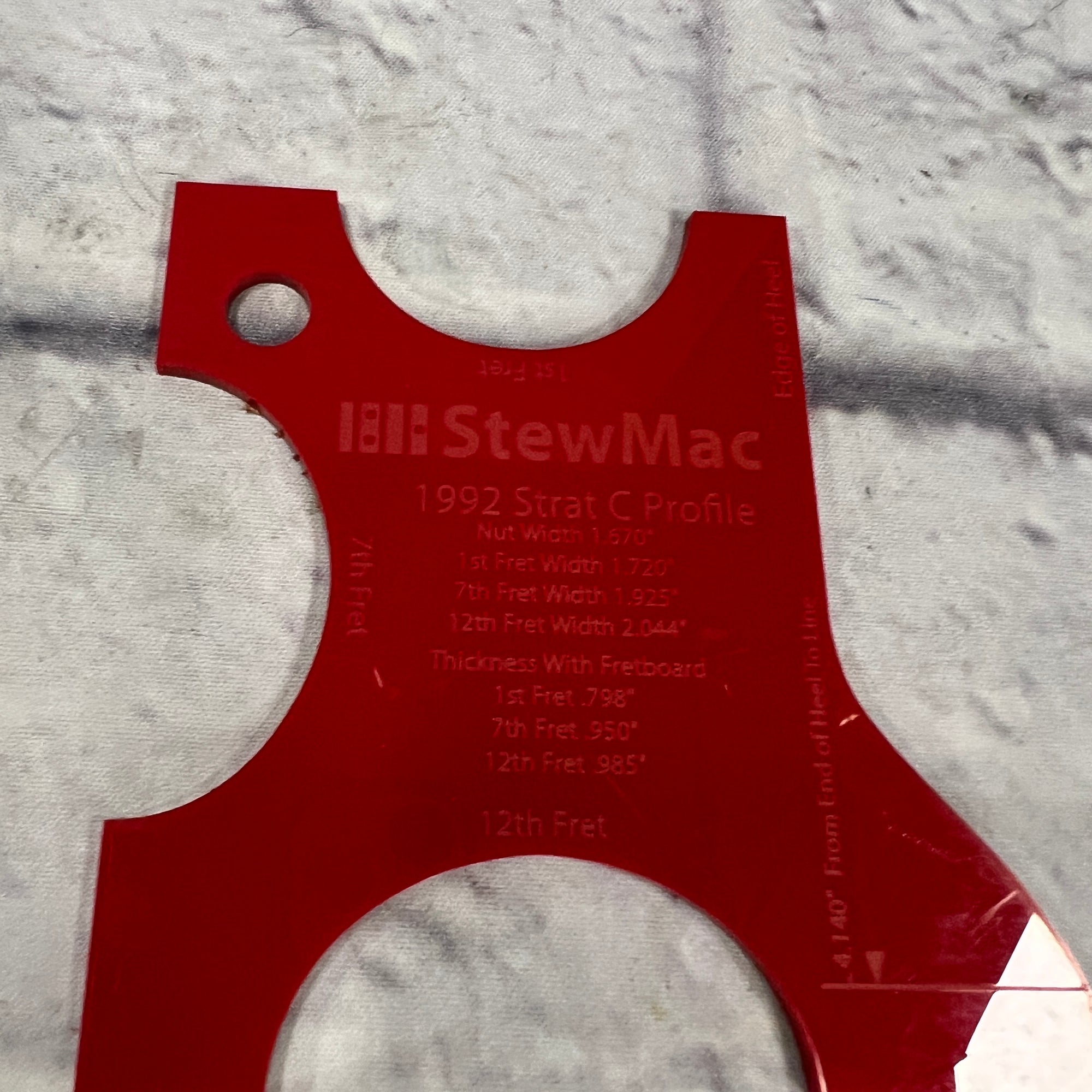 StewMac Neck Shaping Template 1992 Strat C Profile