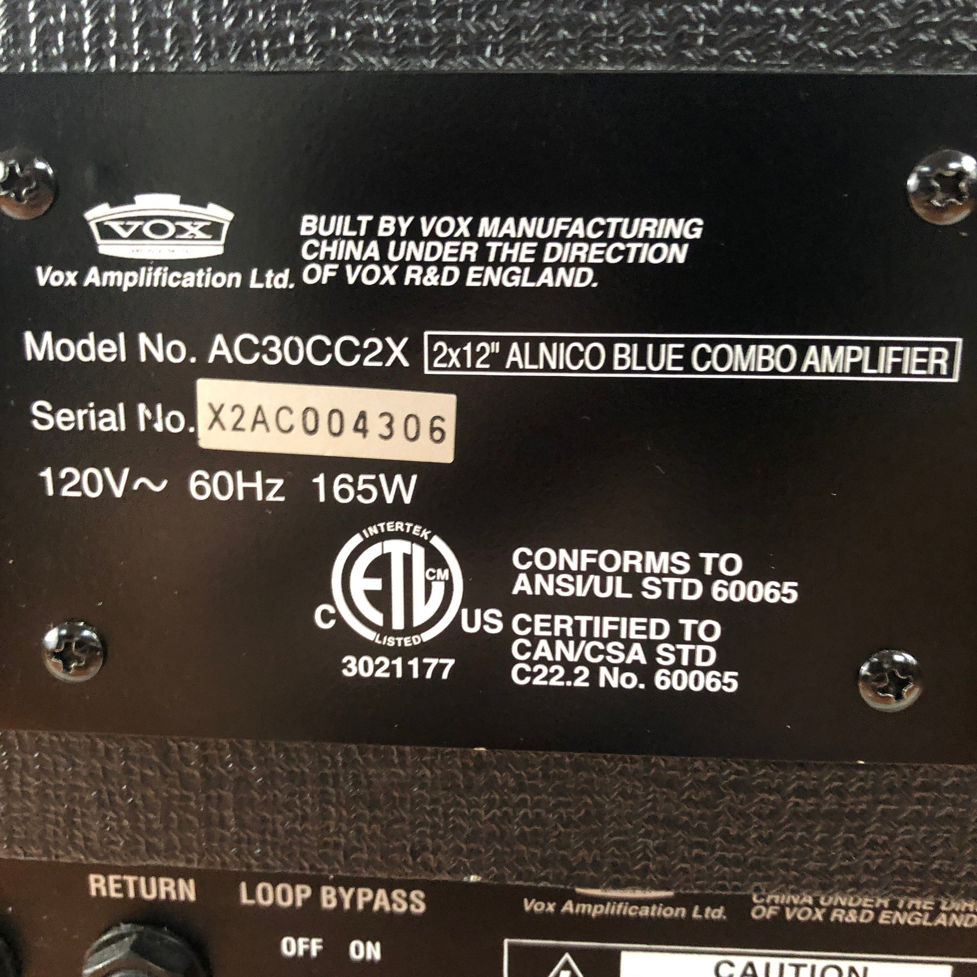 Vox AC30CC2X with Alnico Blue Speakers Guitar Combo Amp