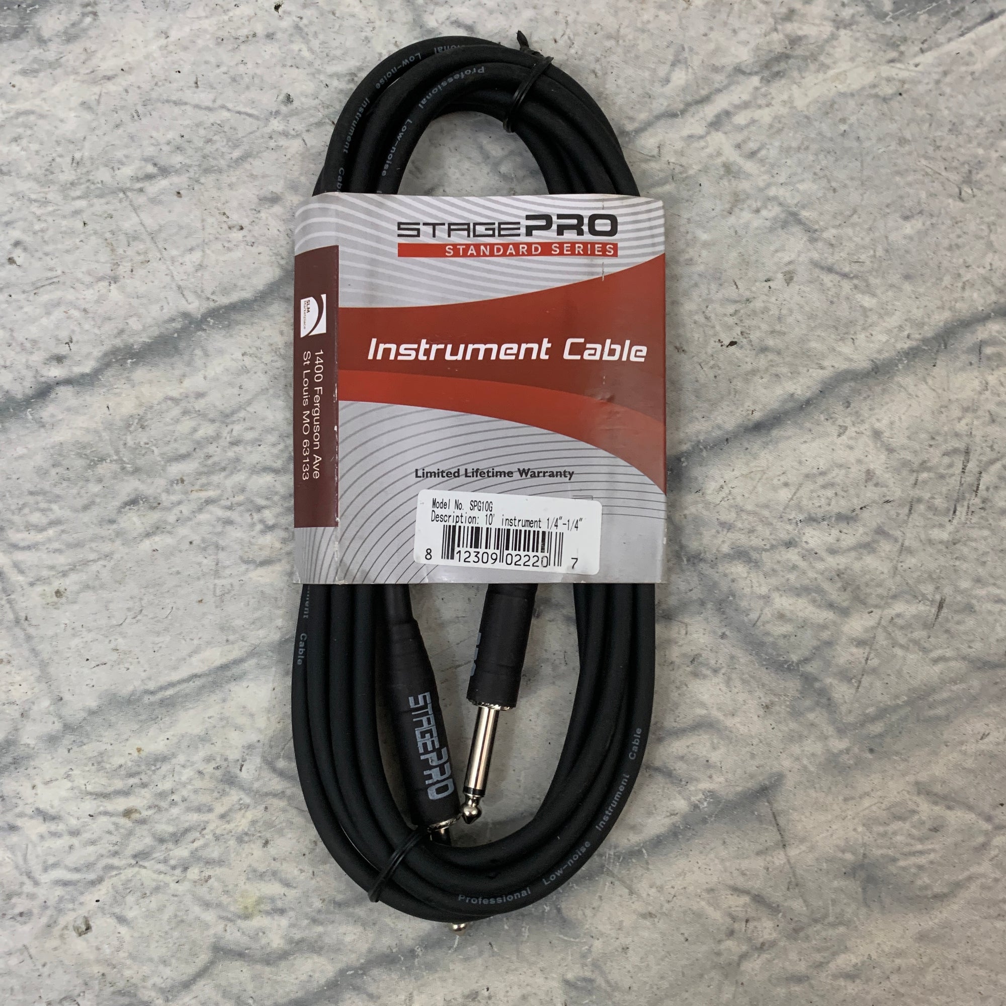 Stage Pro SPG10G 10' 1/4" Instrument Cable (Black Ends)