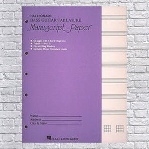 Hal Leonard Bass Guitar Tablature Manuscript Paper