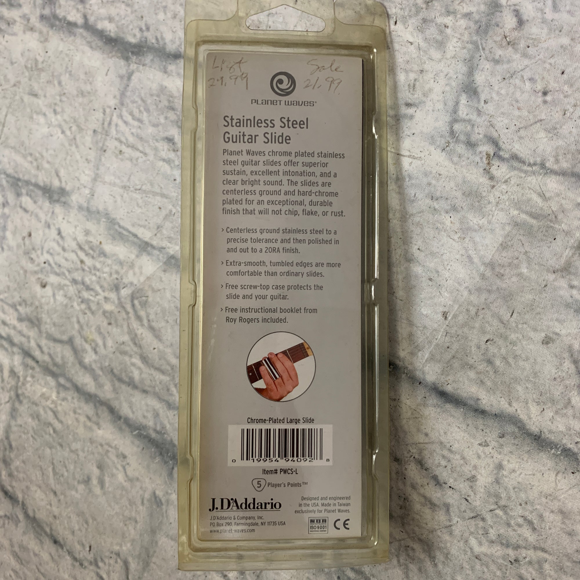 Planet Waves PWCS-L Chrome Guitar Slide - New Old Stock!