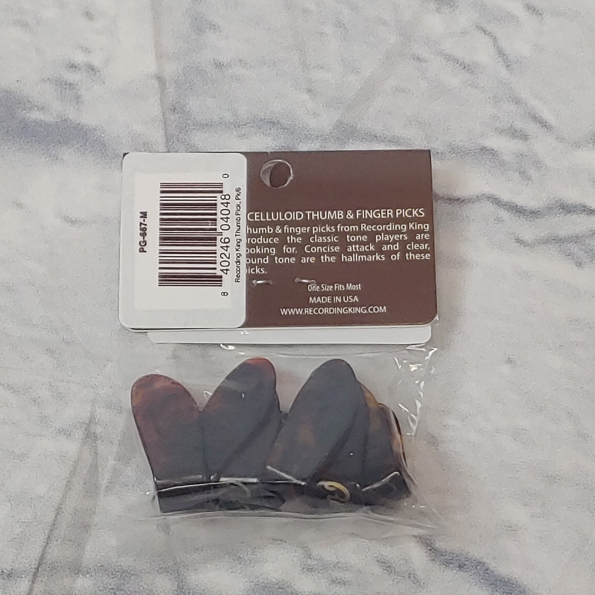 Recording King Pack of 6 Celluloid Thumb & Finger Picks