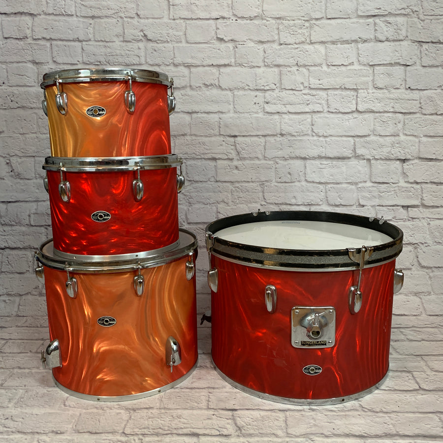 Slingerland 4-Piece Drum Kit Red Satin Flame 1960's