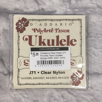 D'Addario Clear Nylon J71 Pro-Arte Tenor Ukulele Strings 0285, 0327, 0410, 0290