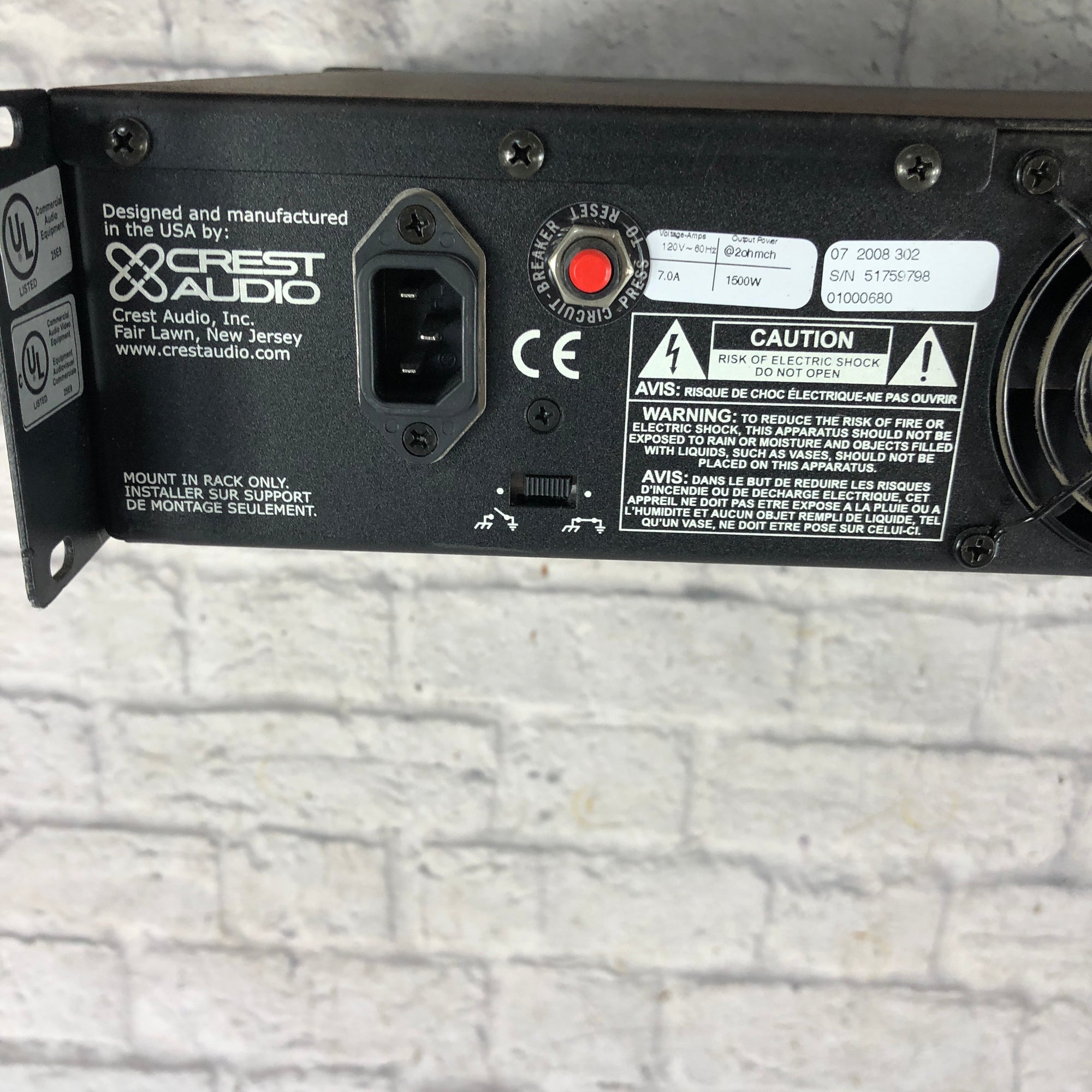 Crest Audio CD-3000 Power Amp - Evolution Music
