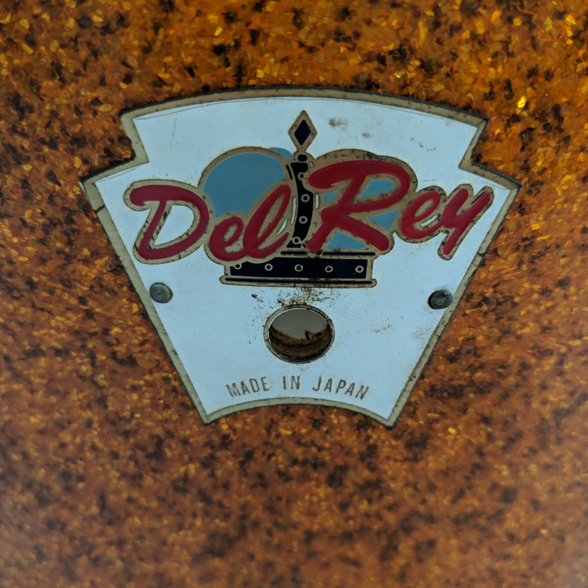 Vintage 1960s Del Rey Gold Sparkle 13x9 Tom Drum Made in Japan