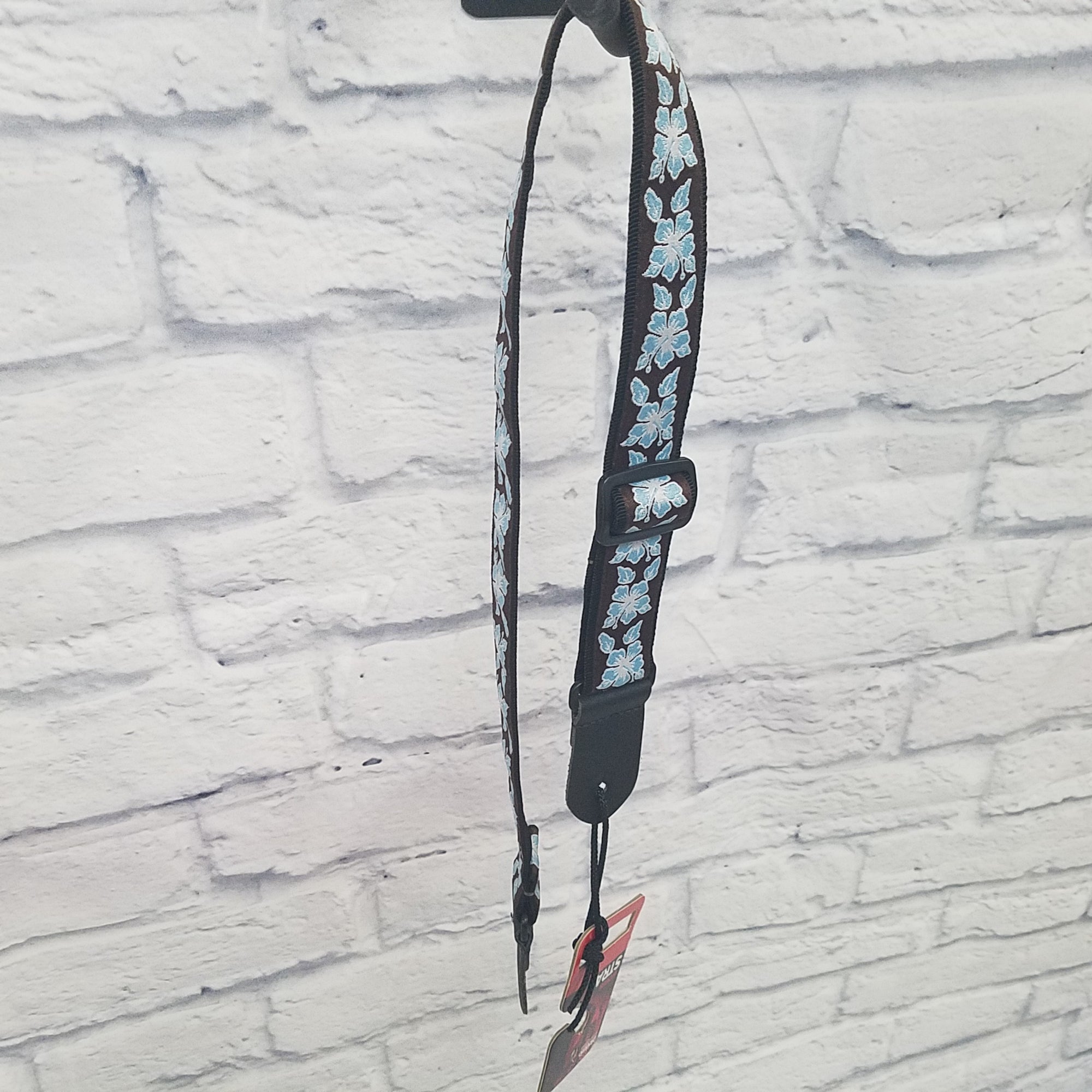 D'Addario 1.5" Uke Strap Brown/Blue Flowers