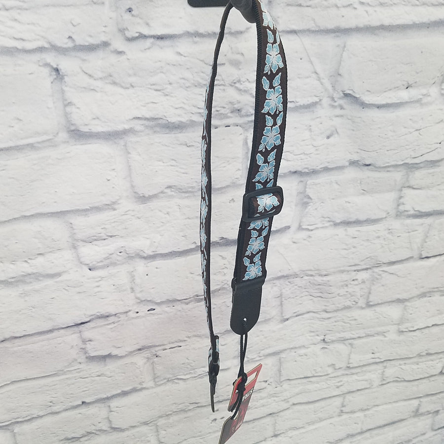 D'Addario 1.5" Uke Strap Brown/Blue Flowers