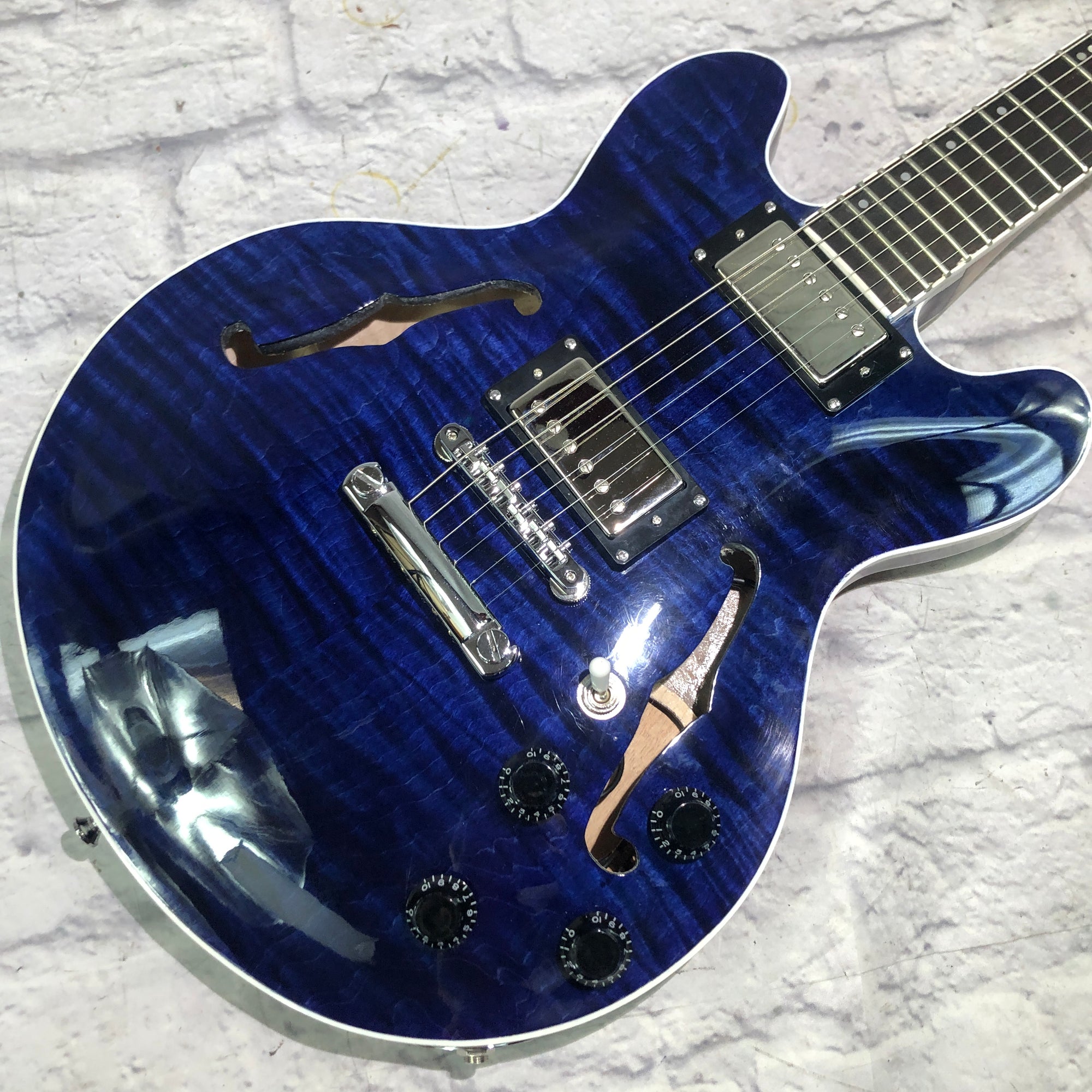 Gatto 339 Style Semi-Hollowbody Transparent Blue Electric Guitar