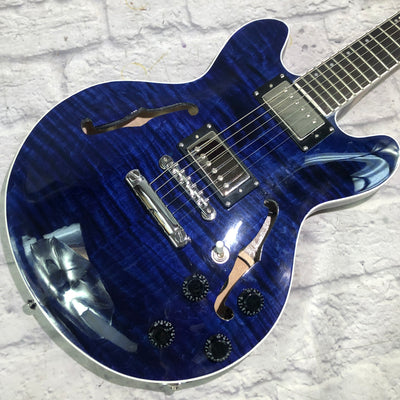 *Gatto 339 Style Semi-Hollowbody Transparent Blue Electric Guitar*