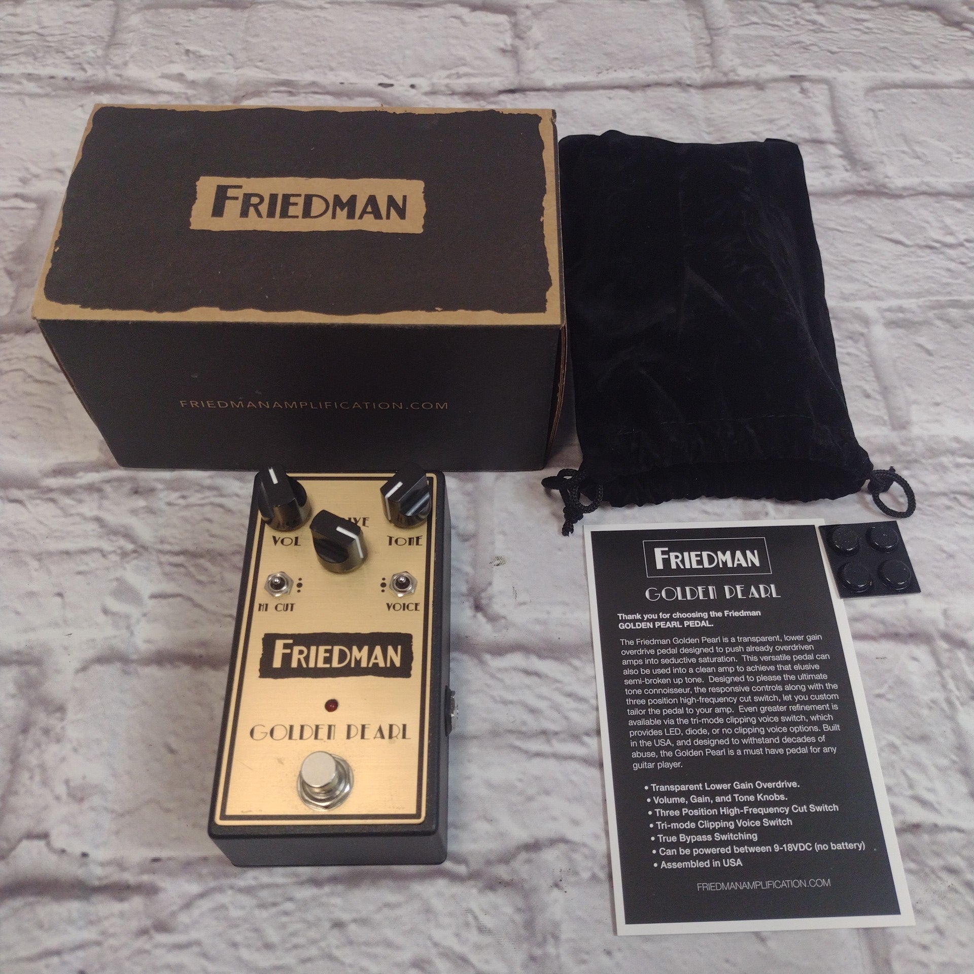 Friedman Golden Pearl Low Gain Overdrive Pedal