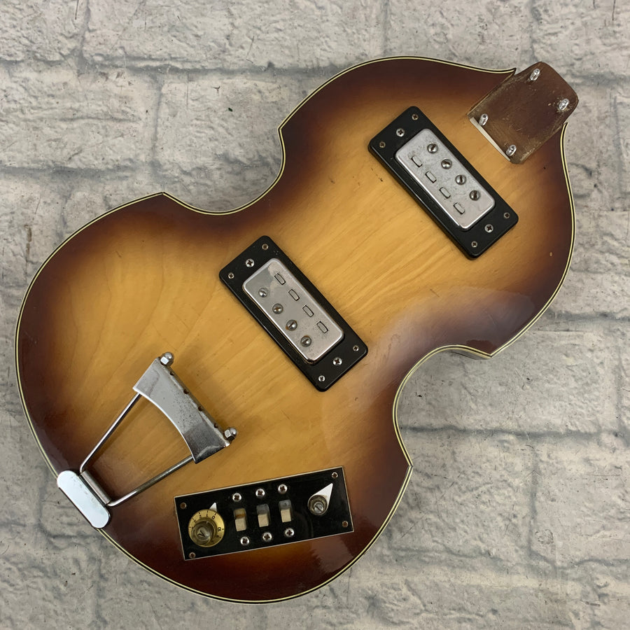 Teisco / Kimberly / Matsumoku MIJ Hollowbody Violin Bass Guitar (1960s, Sunburst) Body
