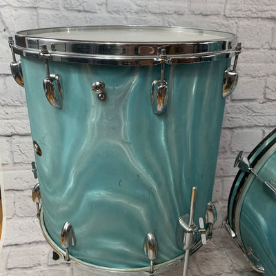 Vintage 1960s Slingerland Aqua Satin Modern Solo 4 Piece Drum Kit