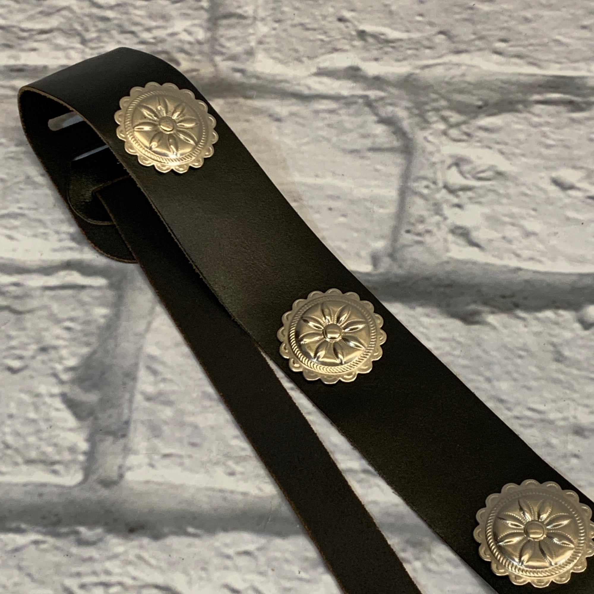 Unknown 2" Leather Strap w/ Metal Buttons Black
