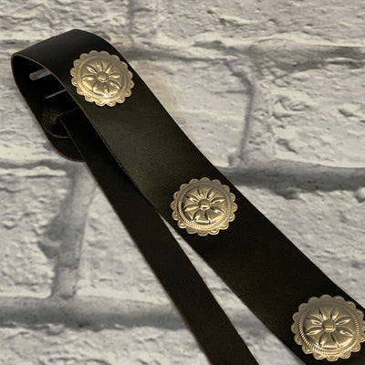 Unknown 2" Leather Strap w/ Metal Buttons Black