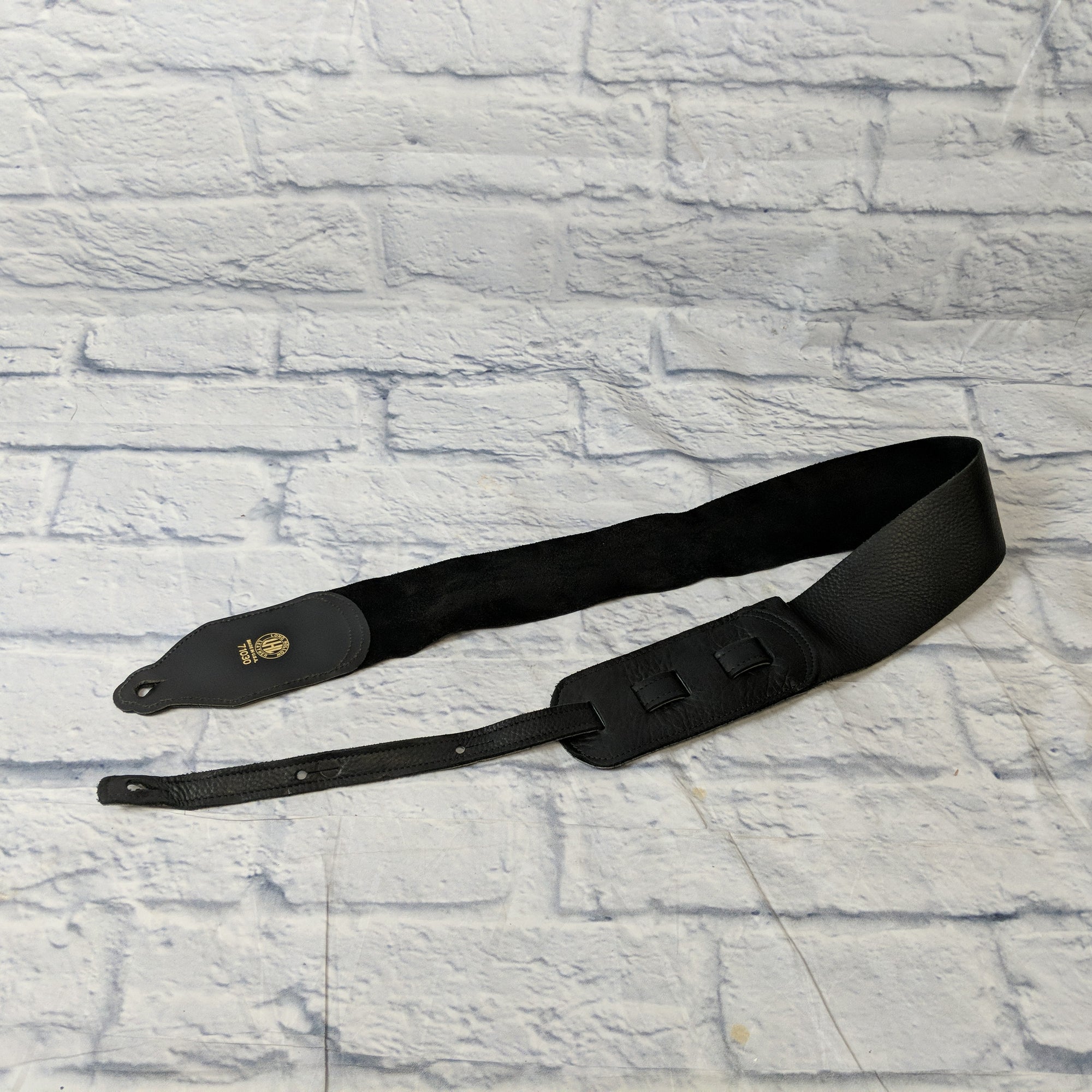Long Hollow 71030 Premium 3" Black Leather Softy Guitar Strap Made in USA