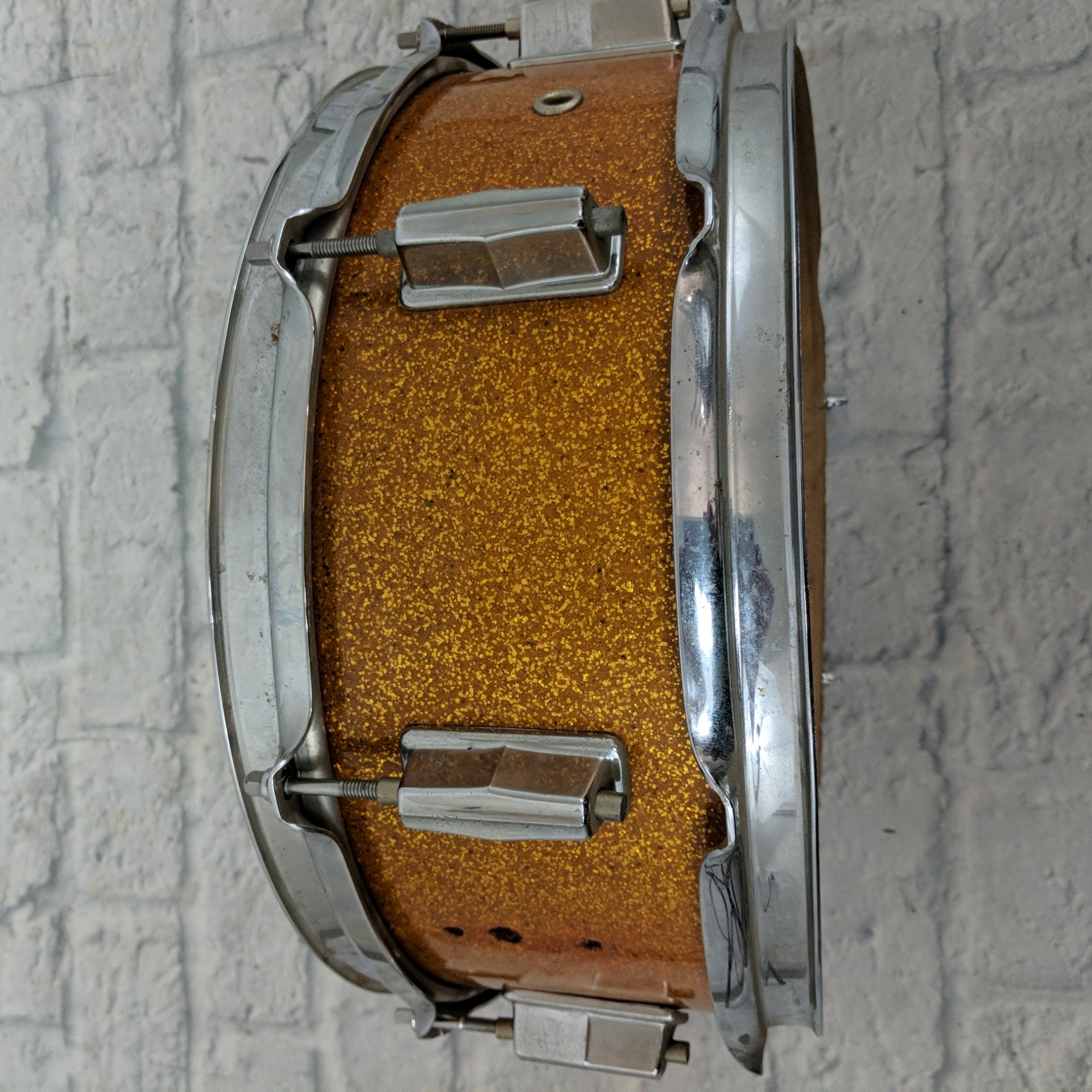 Vintage 1960s Del Rey Gold Sparkle Project Snare Drum Made in Japan