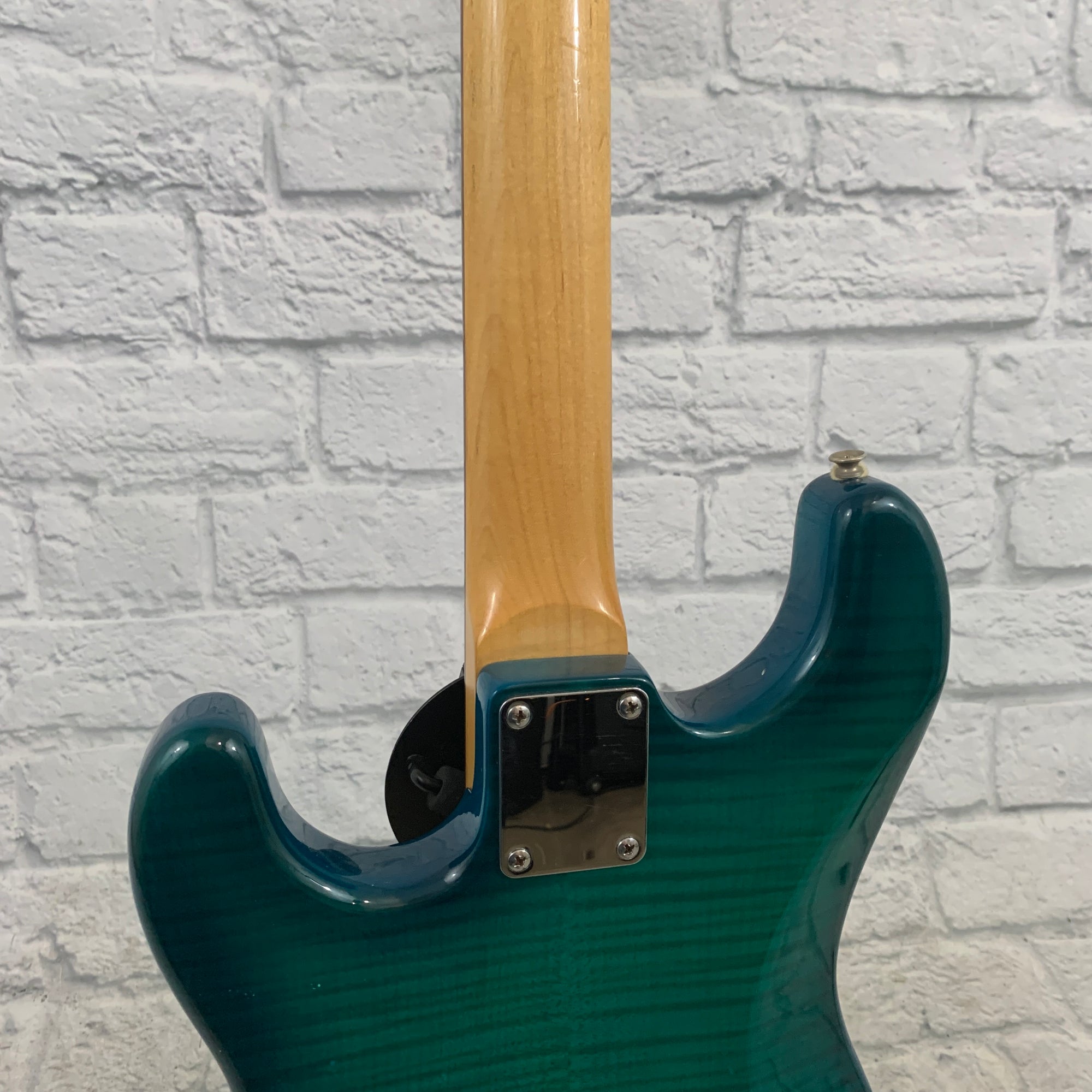 Austin Strat Style Electric Guitar Trans Green with Photo-Flame Top