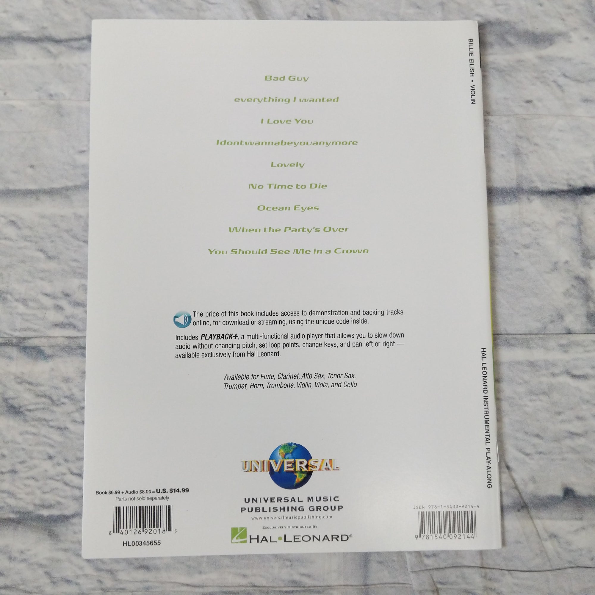 Billie Eilish Violin Instrumental Play-along Pack (billie Eilish) Instrumental