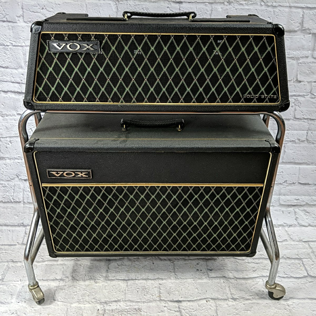 Vintage Vox Berkeley II V1081 Solid State Amp Head and 2x12 Cab with Trolley & Covers