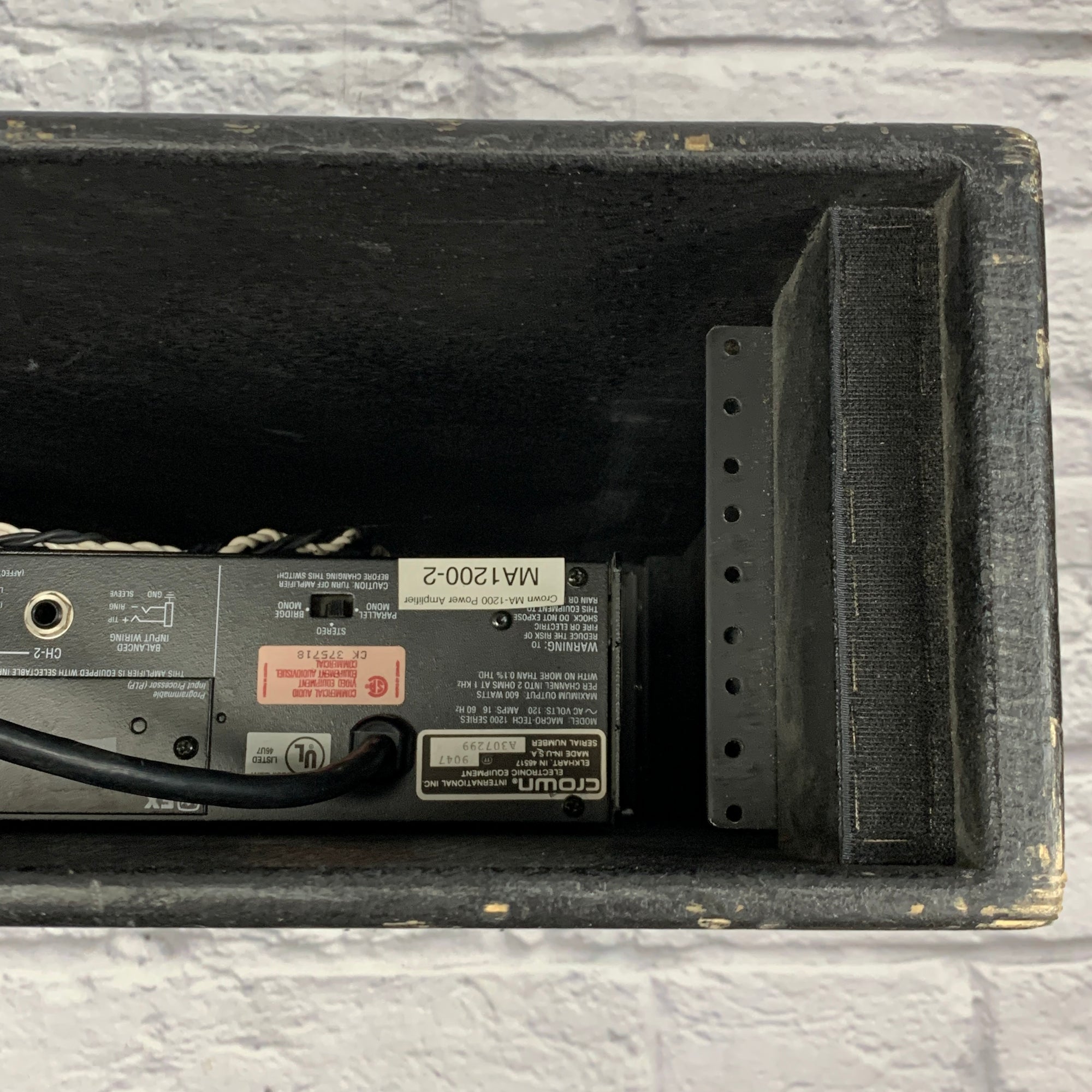 Crown Macro-Tech 1200 2-Channel Power Amplifier w/ Custom Connector Panel & Rack Case