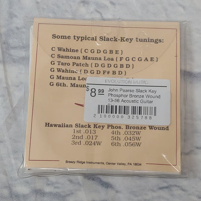 John Pearse Slack Key Phosphor Bronze Wound 13-56 Acoustic Guitar Strings