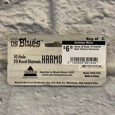 Harris US Blues 10 Hole/20 Reed Diatonic Harmonica