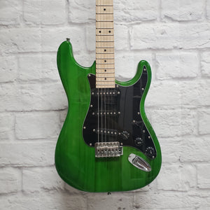 Unknown Strat Style Electric Guitar Trans Green