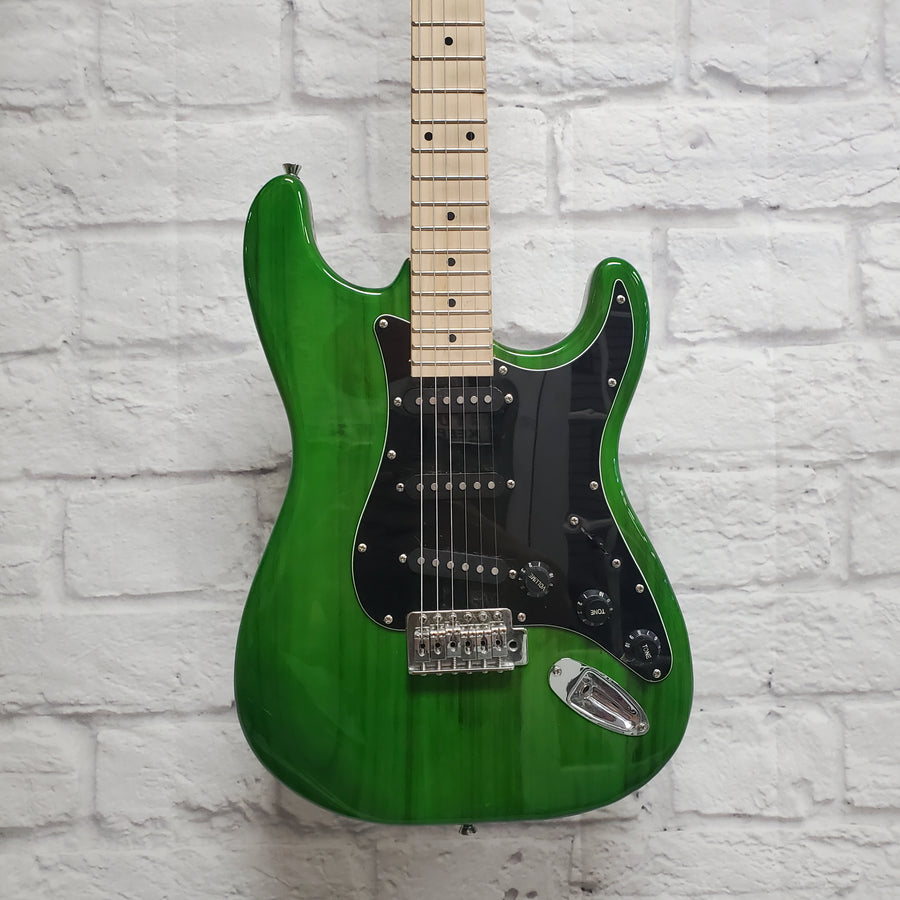 Unknown Strat Style Electric Guitar Trans Green