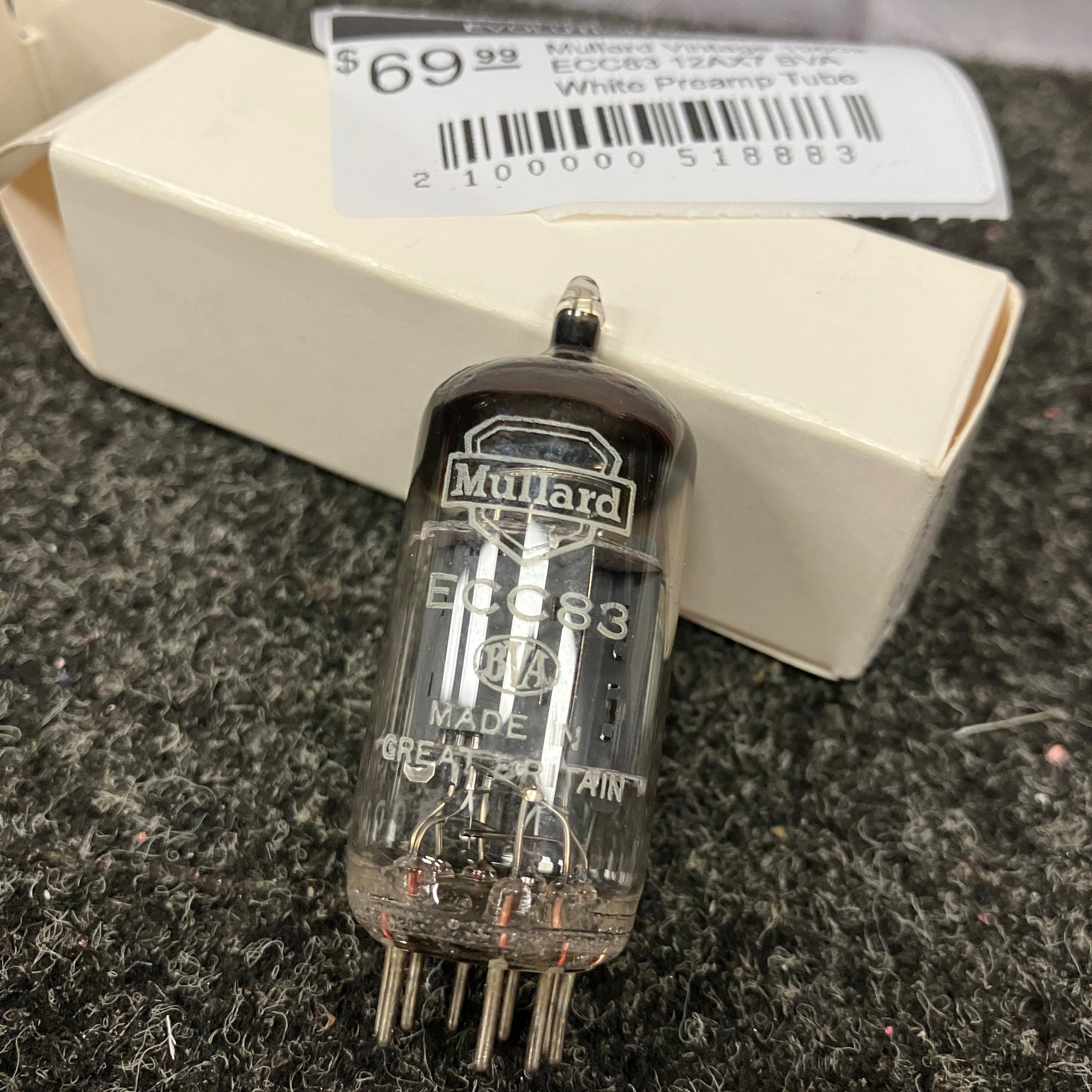 Mullard Vintage 1960s  ECC83 12AX7 BVA White Preamp Tube