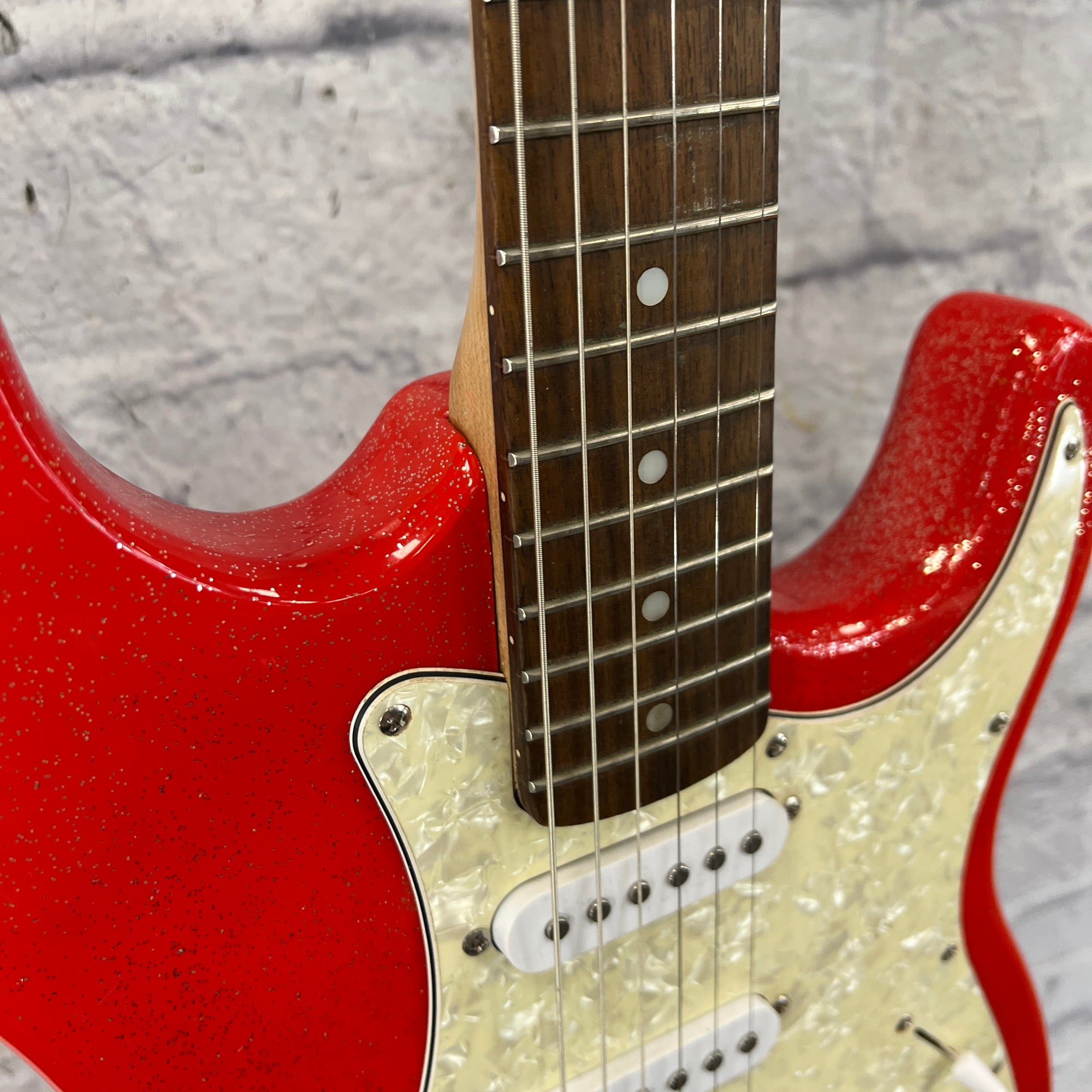 Red Partscaster Squier Partscaster Strat Red Sparkle Electric Guitar - Evolution Music