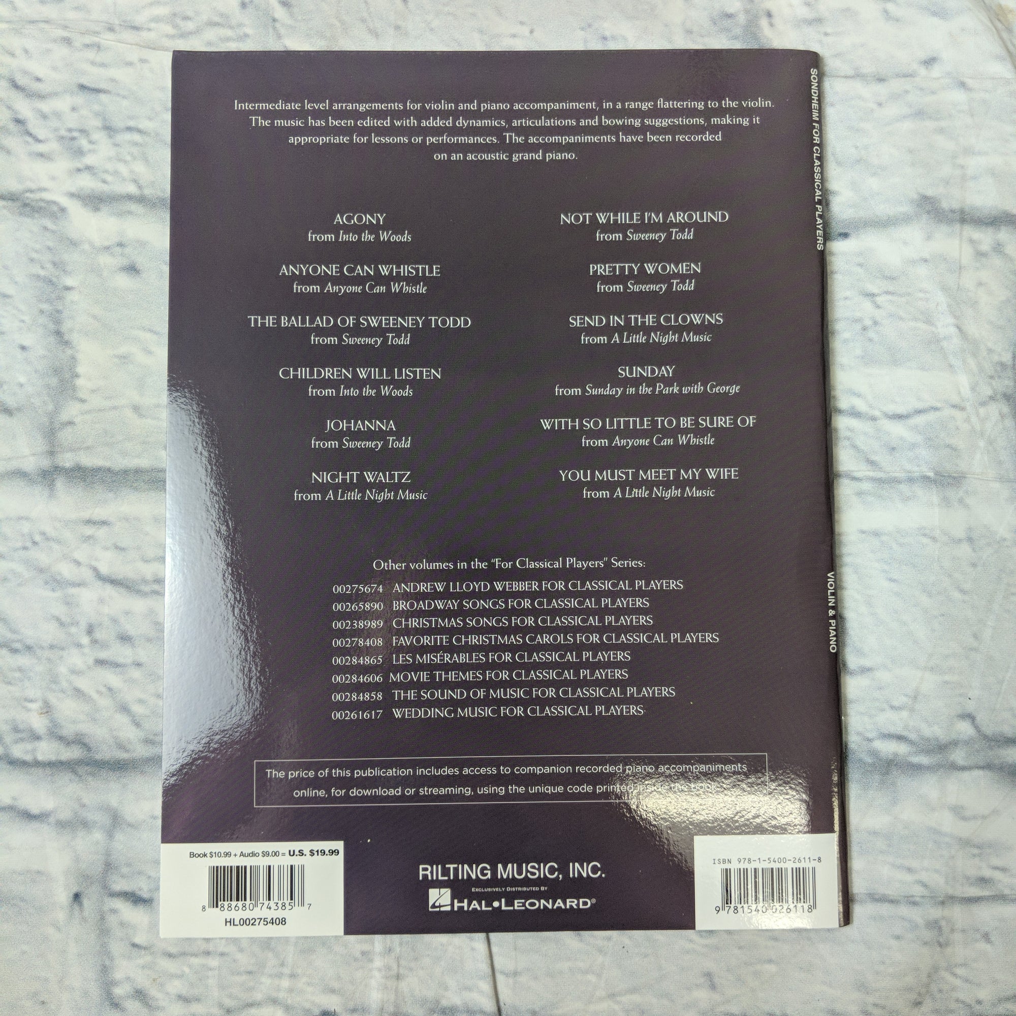 Sondheim For Classical Players: Violin And Piano With Online Accompaniments