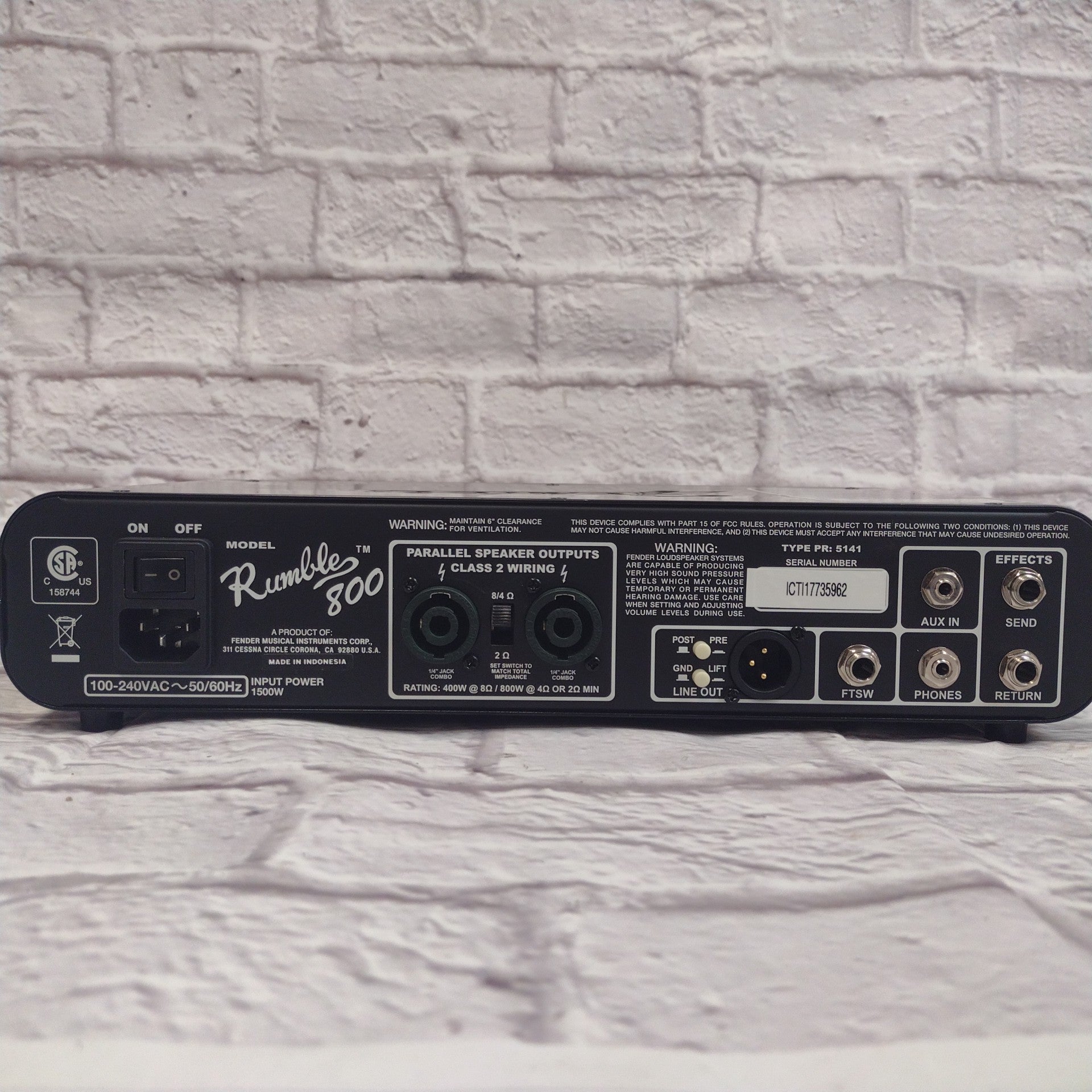 Fender Rumble 800 Bass Amp Head