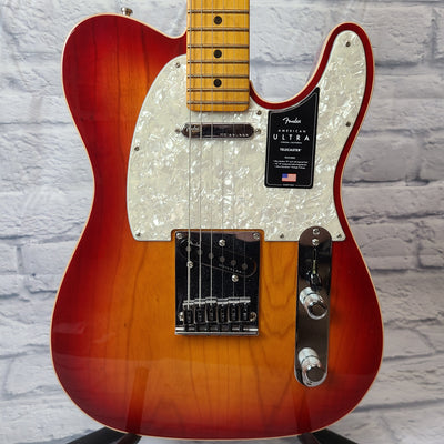 Fender American Ultra Telecaster MN PRB Electric Guitar - Plasma Red Burst