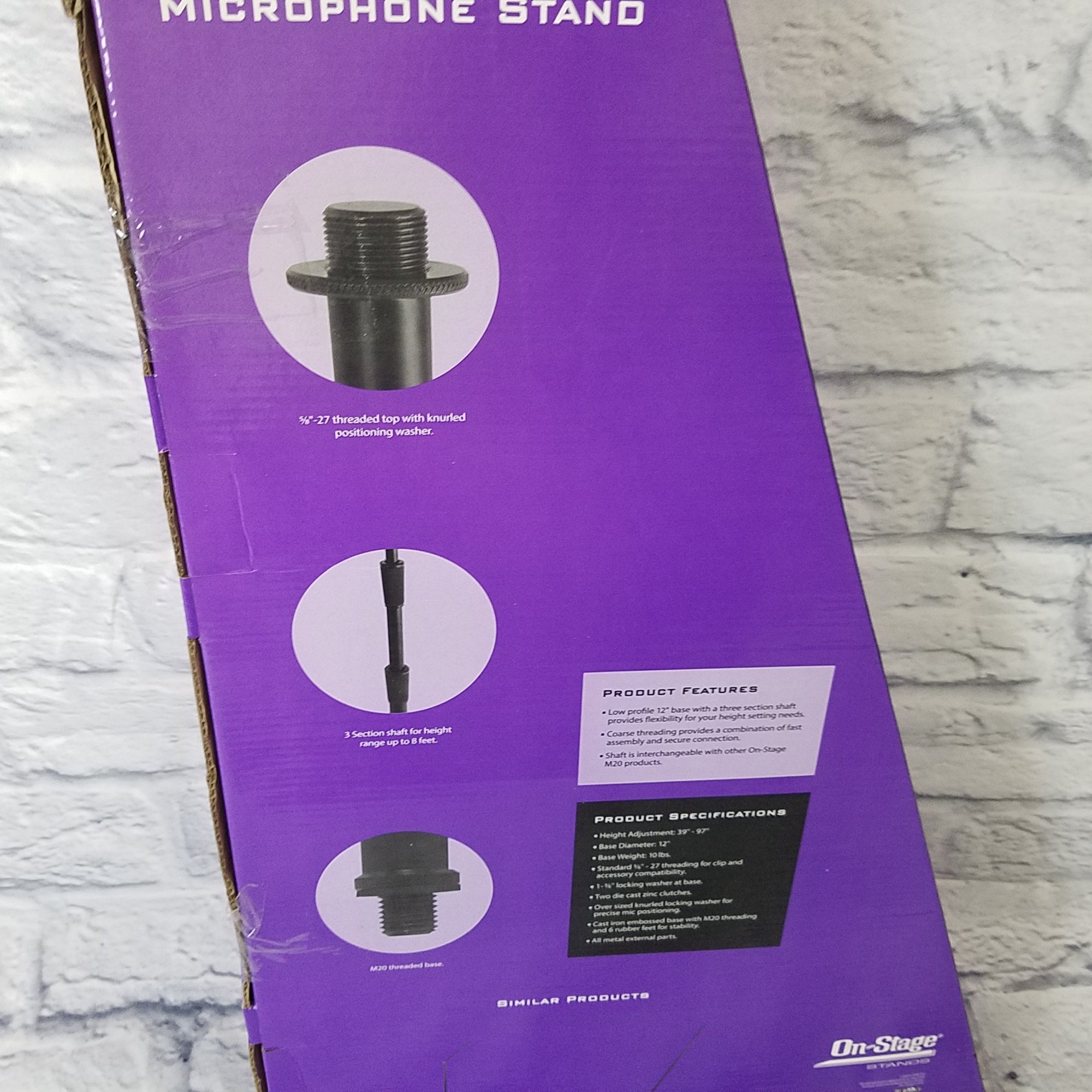 On Stage MS9312 3-Section Mic Stand 8 ft.
