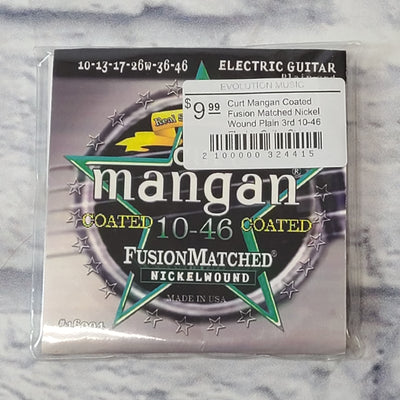 Curt Mangan Coated Fusion Matched Nickel Wound Plain 3rd 10-46 Electric Guitar Strings